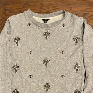 J.Crew Gray Embellished Sweatshirt